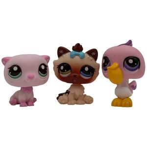 Littlest Pet Shop LPS Pink Ferret Siamese Cat Bird Lot Bundle Toys